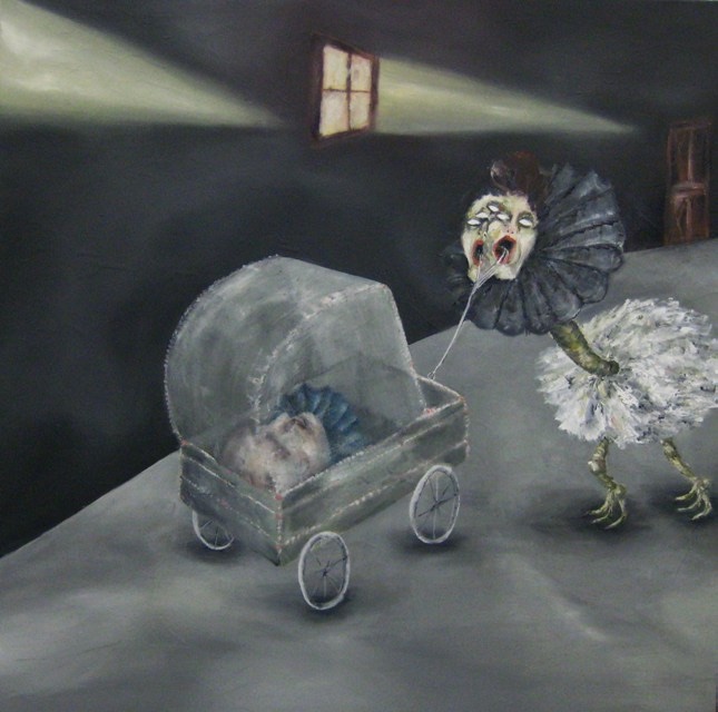 2009-Malerei-Angst-3-Kinderwagen-Kopf-Luisa-Pohlmann-Kunst-Berlin