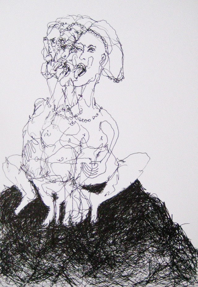 2009-Zeichnung-Angst-36-zunge-Frau-busen-schwanger-Luisa-Pohlmann-Kunst-Berlin