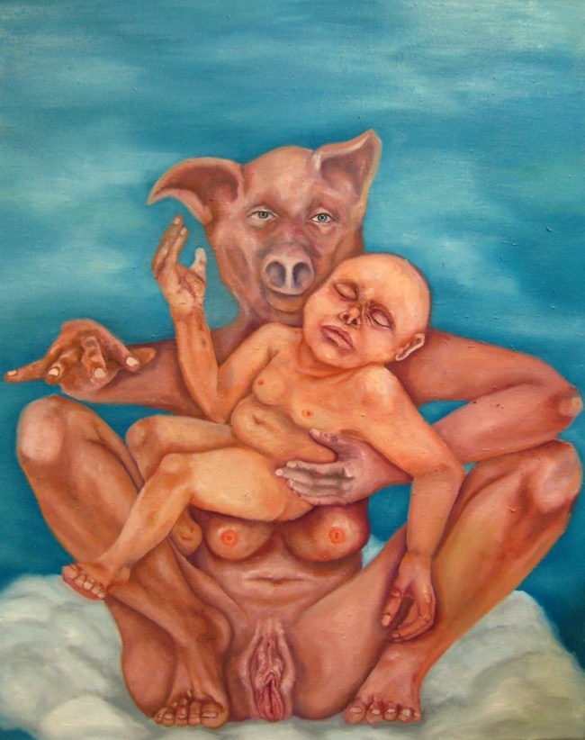 2012-Malerei-Sex-1-schwein-baby-vulva-vagina-Luisa-Pohlmann-Kunst-Berlin